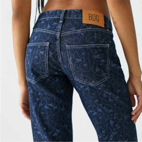 Urban Outfitters | BDG Low Rise Flare Jean New 27 Waist Floral Y2K Skater Beach - Picture 6 of 10